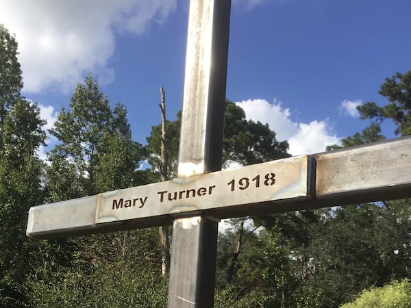 This steel cross was commissioned and erected by The Mary Turner Project in the fall of 2020 to replace a defaced Georgia Historical Society marker that detailed Turner's gruesome 1918 lynching. CONTRIBUTED