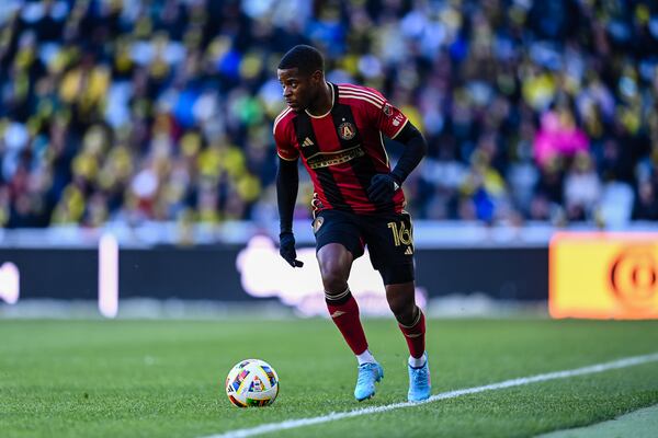 Atlanta United forward Xande Silva #16 dribbles the ball during the match against Columbus Crew at Lower.com Field in Columbus, OH on Saturday February 24, 2024. (Photo by Mitch Martin/Atlanta United)