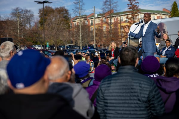 U.S. Sen. Raphael Warnock speaks a Labor for Warnock rally in Atlanta on Saturday, Dec. 3, 2022. (Photo: Nathan Posner for The Atlanta Journal-Constitution)