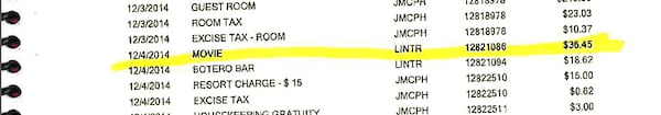 DeKalb County's special corruption investigators highlighted a movie charge on interim CEO Lee May's bill from a stay at a Maui resort. Hotel staffers say it's a charge for an "Adult Movie Package."