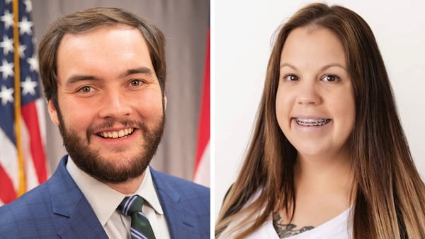 State Sen. Colton Moore, (left) R-Trenton, is being challenged in the primary by Angela Pence (right).