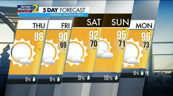 Five-day forecast for Aug. 17, 2023.