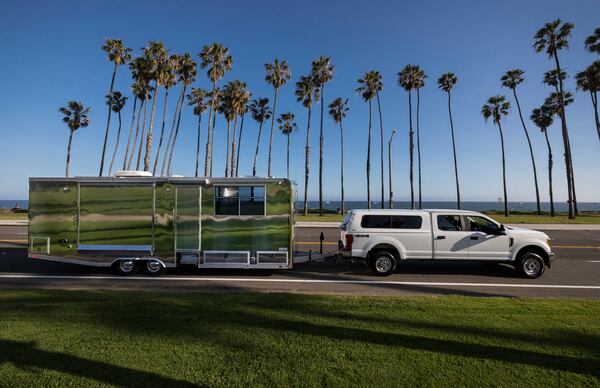 The Living Vehicle on the go, at Cabrillo beach. (Ricardo DeAratanha/Los Angeles Times/TNS)