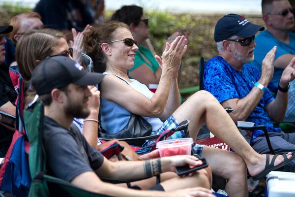 The crowd cheers on the Colin Alvarez Band during the Bluesberry & Beer Festival in Norcross, Ga., on Saturday, June 16, 2018. STEVE SCHAEFER / SPECIAL TO THE AJC