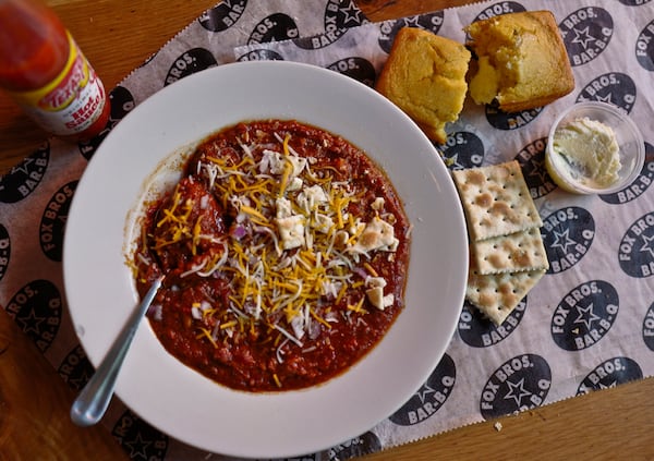 You can get Fox Bros. brisket chili as a meal, or as a layer of Frito pie. Courtesy of Fox Bros. Bar-B-Q 