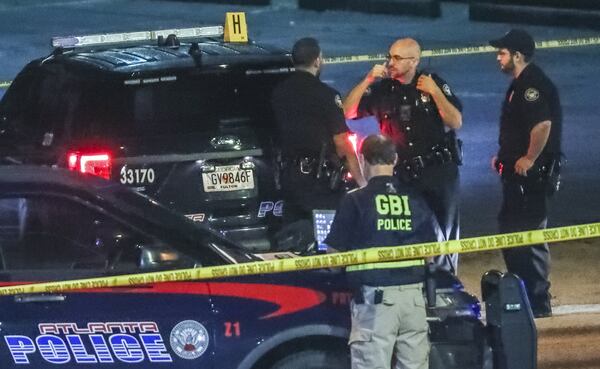 June 29, 2018 Atlanta: The GBI is investigating an officer-involved shooting in downtown Atlanta one of three shootings on Forsyth Street early Friday, June 29, 2018.  JOHN SPINK/JSPINK@AJC.COM