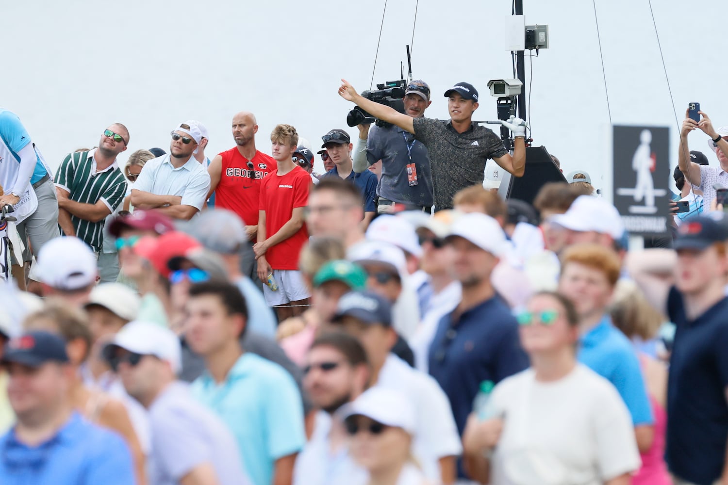 Collin Morikawa reacts after he tees off on the fourth hole during the final round of the Tour Championship at East Lake Golf Club, Sunday, Sept. 1, 2024, in Atlanta.
(Miguel Martinez / AJC)