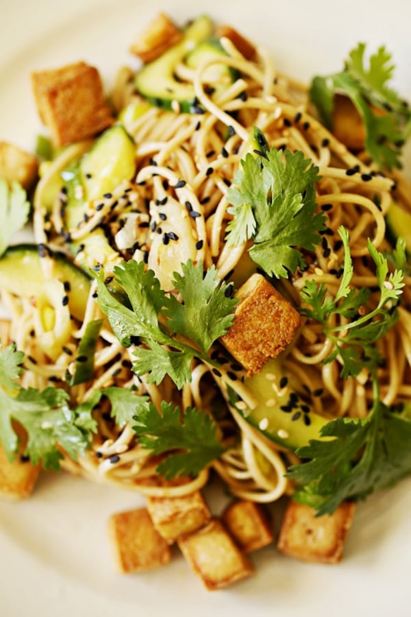 Asian Soba Noodles with Sauteed Tofu can be enjoyed warm or room temperature.(Juli Leonard/Raleigh News & Observer/TNS)