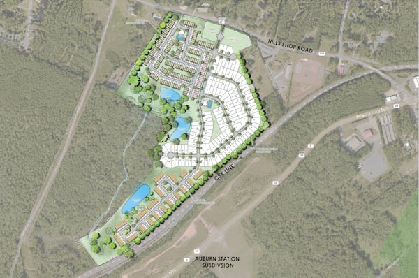 Inline Communities plans to build a 386-home subdivision called Auburn Station at Hills Shop Road. (Courtesy of Inline Communities)