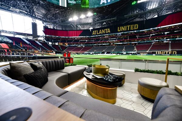 A view of a new on-field terrace at Mercedes-Benz Stadium. The terraces will be sold on an event-by-event basis for Falcons and Atlanta United games, as well as other stadium events. (Photo by Kyle Hess/Atlanta United)