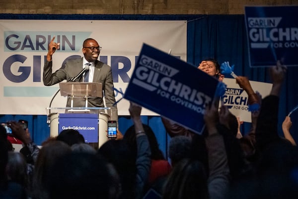 Michigan Lt. Gov. Garlin Gilchrist II announces his candidacy for governor of Michigan on Tuesday, March 11, 2025, at the Jam Handy in Detroit. (Katy Kildee/Detroit News via AP)