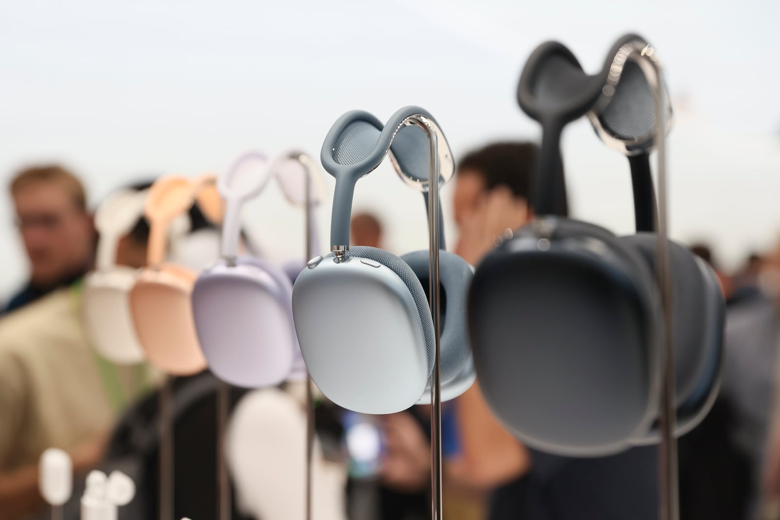 The AirPods Max are displayed at Apple headquarters Monday, Sept. 9, 2024, in Cupertino, Calif. (AP Photo/Juliana Yamada)