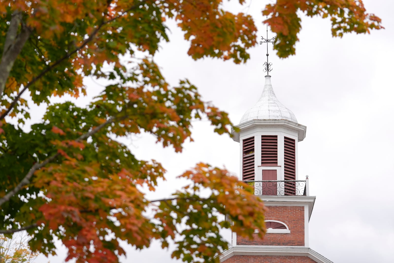 Leaves display bright colors, in Meredith, N.H., Wednesday, Oct. 2, 2024. (AP Photo/Steven Senne)