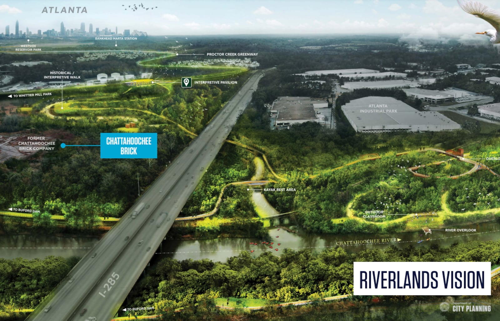 The Chattahoochee Brick site can be seen on the left side of this rendering.