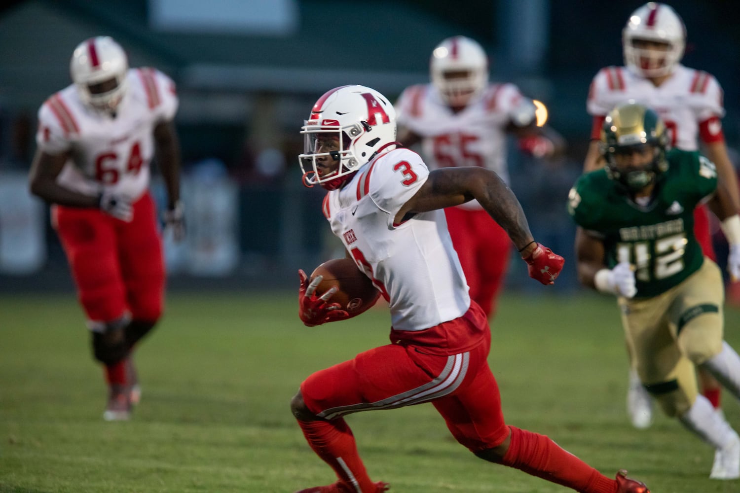 Archer's Derrick Moore II (3) runs the ball during a GHSA high school football game between Grayson High School and Archer High School at Grayson High School in Loganville, GA., on Friday, Sept. 10, 2021. (Photo/Jenn Finch)