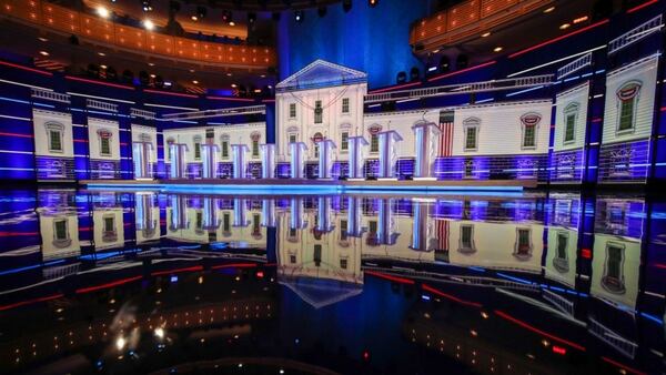 MIAMI, FL - The stage is set for the first Democratic presidential primary debate for the 2020 election at the Adrienne Arsht Center for the Performing Arts, June 26, 2019 in Miami, Florida. 