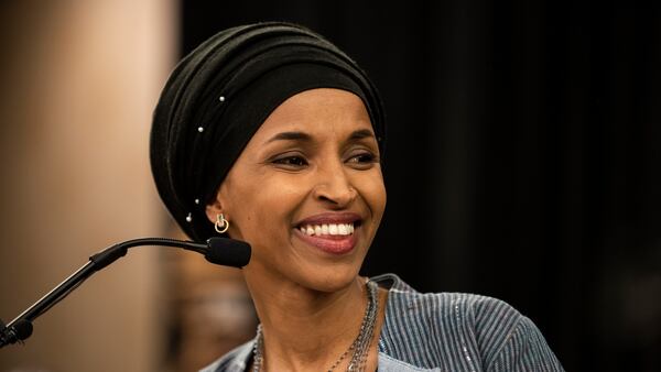 Ilhan Omar speaks at an election night results party on November 6, 2018 in Minneapolis, Minnesota. Omar is one of the first Muslim women elected to Congress and the first Somali-American member of Congress.