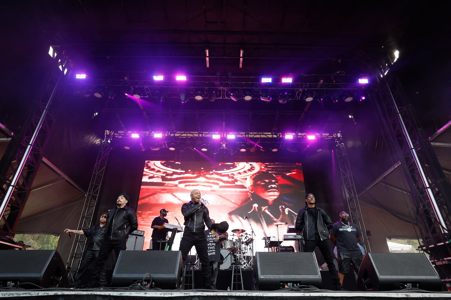 Members of the Dru Hill perform on the Sprite stage during the One Music Fest on Sunday, October 27, 2024, at Central Park. 
(Miguel Martinez / AJC)