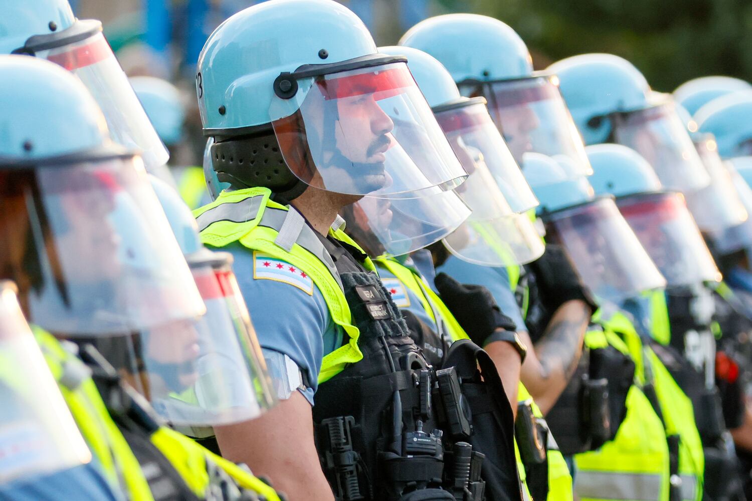 Protesters briefly clash with police.