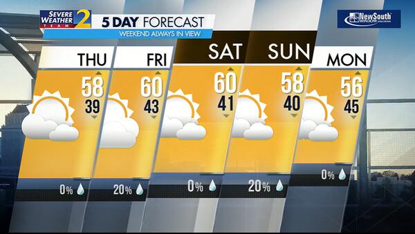 Five-day forecast for Nov. 23, 2023.