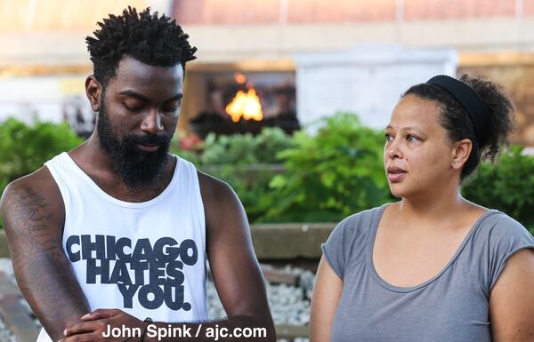 Alex Trent and Belle Bynoe were at the King Center in Atlanta working on a video for a record called "Stay Alive" when they learned of Wednesday's shootings at a Charleston church. AJC photo/John Spink