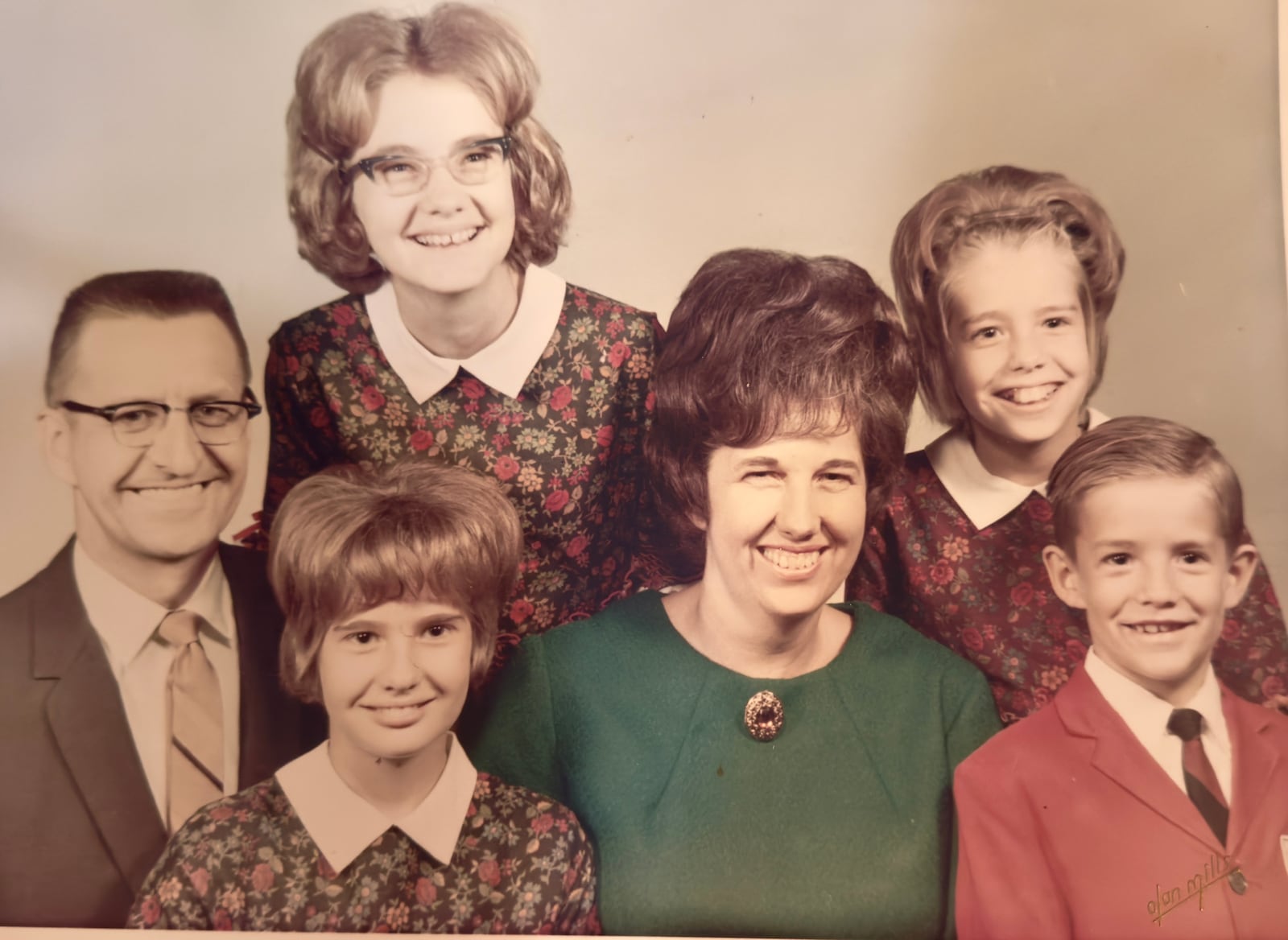 A family photo of the Tengelsens when Carlene, in the front row on the left, was younger. 

