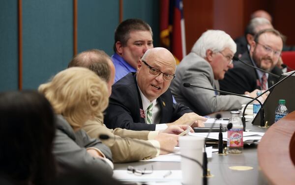 State Rep. Ed Rynders, the chairman of the House Governmental Affairs Committee, calls for a vote Wednesday on Senate Bill 403. The committee endorsed the legislation, which would replace Georgia’s voting machines. The bill would allow for paper ballots to be used for auditing election results. BOB ANDRES /BANDRES@AJC.COM