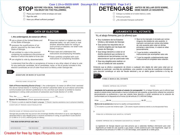 A new absentee ballot envelope design for Gwinnett County features clearer text and instructions.