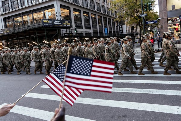 Members of the United States Army march during the annual Veterans Day Parade, Monday, Nov. 11, 2024, in New York. (AP Photo/Adam Gray)