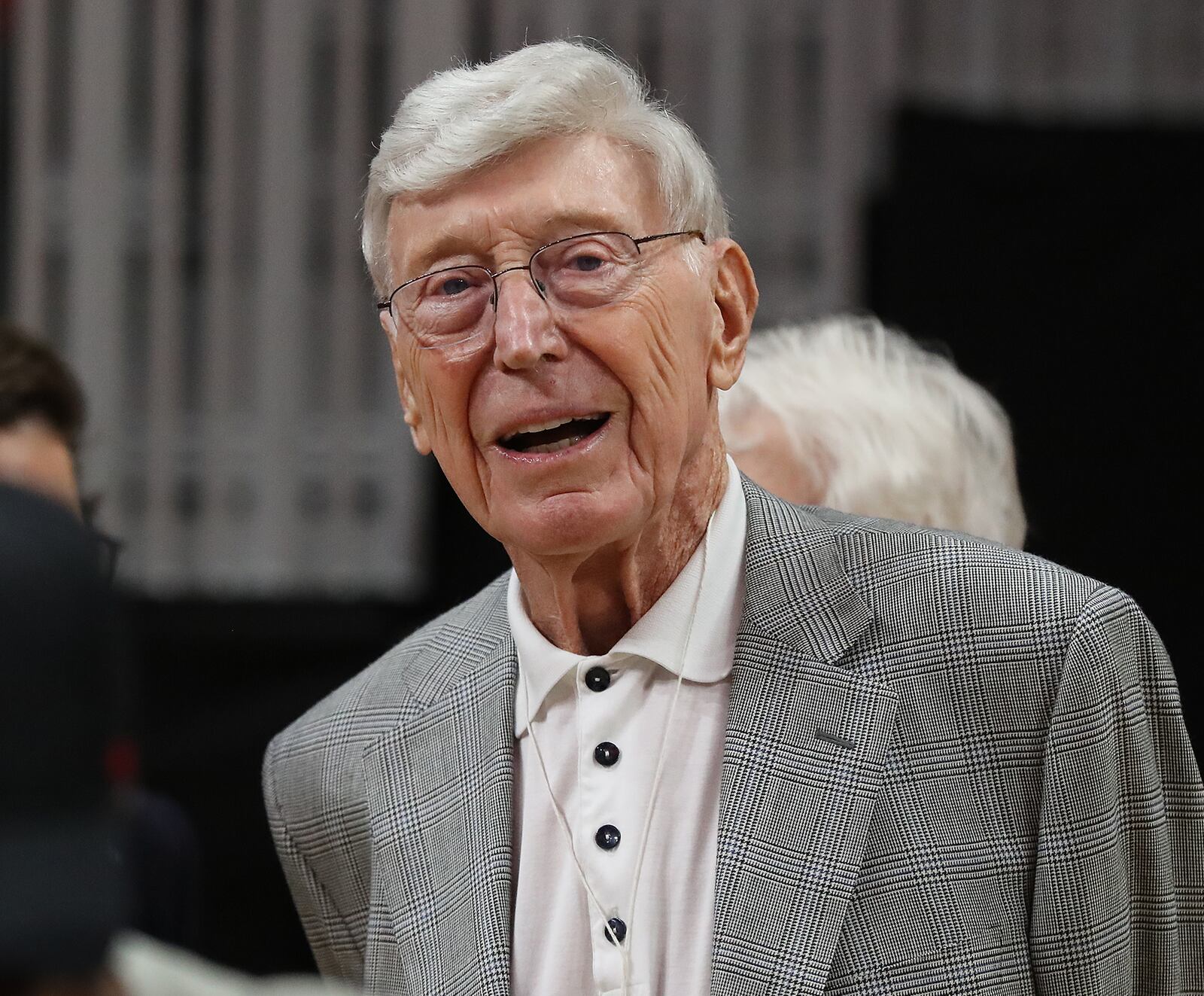 Businessman Bernie Marcus, who co-founded Home Depot, is on hand to watch the Atlanta Hawks play the Orlando Magic in a NBA basketball game on Saturday, October 26, 2019, in Atlanta.   Curtis Compton/ccompton@ajc.com