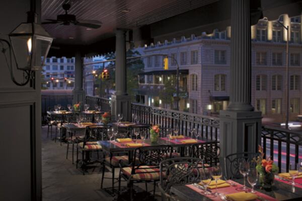 Visitors get a bird's-eye view of the heart of downtown Atlanta and Peachtree Street from the Ritz-Carlton's veranda.