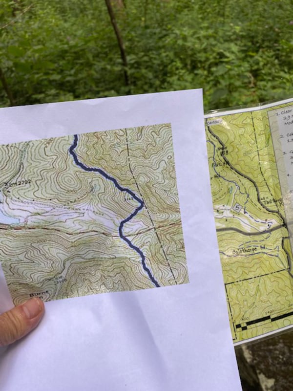 Comparing two topographic maps of the same area in Pickens County, writer Douglas Cumming tries to match the original Appalachian Trail with Split Rock Trail.
Courtesy of Doug Cumming