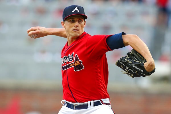 Atlanta Braves starting pitcher Kyle Wright throws to an Arizona Diamondbacks batter during the first inning of a baseball game Friday, July 29, 2022, in Atlanta. (AP Photo/Brett Davis)