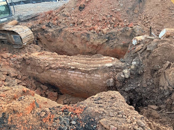 This is a photo of a brick sewer line at the Gulch that had to be replaced as part of the Centennial Yards project.