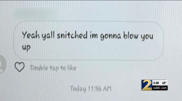 The Spalding County Sheriff's Office said this threat was sent as an Instagram message.