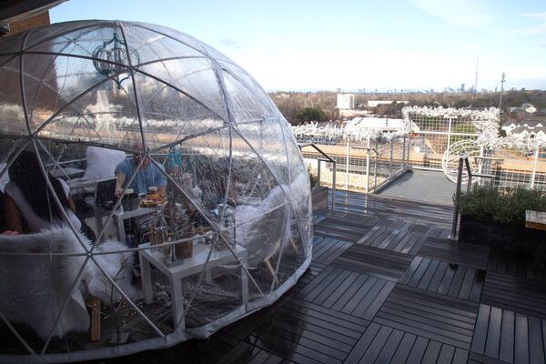 In this file photo, people settle into their Igloos at Skyline Park on top of Ponce City Market. STEVE SCHAEFER / SPECIAL TO THE AJC