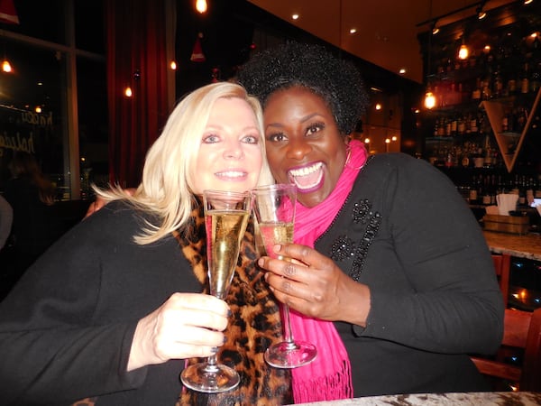 Vikki Locke, left, and JaQuitta Williams know their bubbles. Photo: Jennifer Brett, jbrett@ajc.com