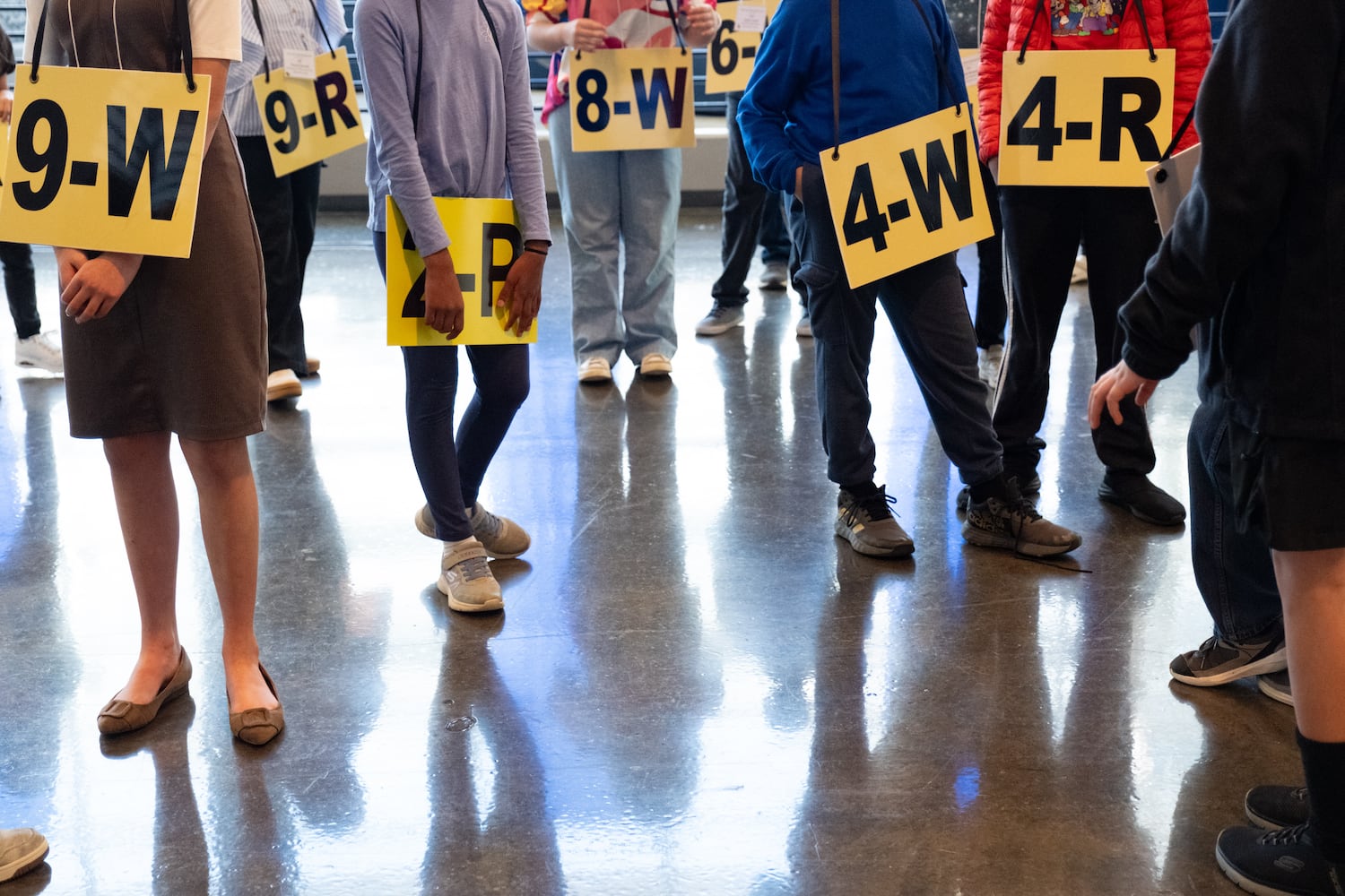 Participants gather before the start of the GAE State Spelling Bee Championship at Georgia State University in Atlanta on Friday, March 21, 2025.   Ben Gray for the Atlanta Journal-Constitution