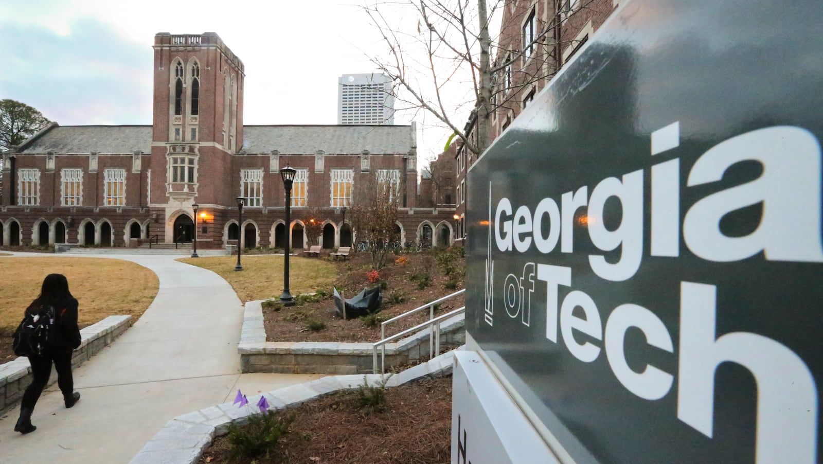 December 9, 2014 Atlanta: A Georgia Tech student walks towards the front of Brittain Dining Hall Tuesday, Dec. 9, 2014 just hours after a woman reported to Georgia Tech police a sexual battery that occurred in the back of that same building Monday night. Georgia Tech police are asking for the public's help in identifying a man who allegedly touched a woman on campus Monday. The woman, a student, told authorities that as she was walking behind Brittain Dining Hall near Williams Street NW around 5:45 p.m., the man approached her from behind, reached under her skirt and touched her. The man was last seen heading westbound on North Avenue in a red pickup truck, according to a safety alert sent by the college Monday night. The suspect was described as a white man in his 40s, with short blonde hair, wearing a gray, long-sleeve, button-down shirt with dark-colored lining and gray pants. His vehicle was described as a red pickup truck, possibly a Nissan, with a black toolbox in the bed of the truck. Sexual battery suspect sought by Georgia Tech police photo Georgia Tech police are seeking this man in connection to a report of sexual battery Monday night. A photo of the man next to his truck accompanied the safety alert sent out by officials. Anyone with information on this or any other criminal incidents is asked to contact the Georgia Tech Police Department at 404-894-2500 or crimetips@police.gatech.edu. JOHN SPINK/JSPINK@AJC.COM