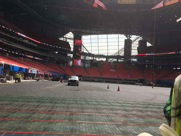  A view of the field from one of the tunnels. Atlanta United's players and the opposing team will come out of a tunnel to the left at midfield. This was taken from the end of the field.