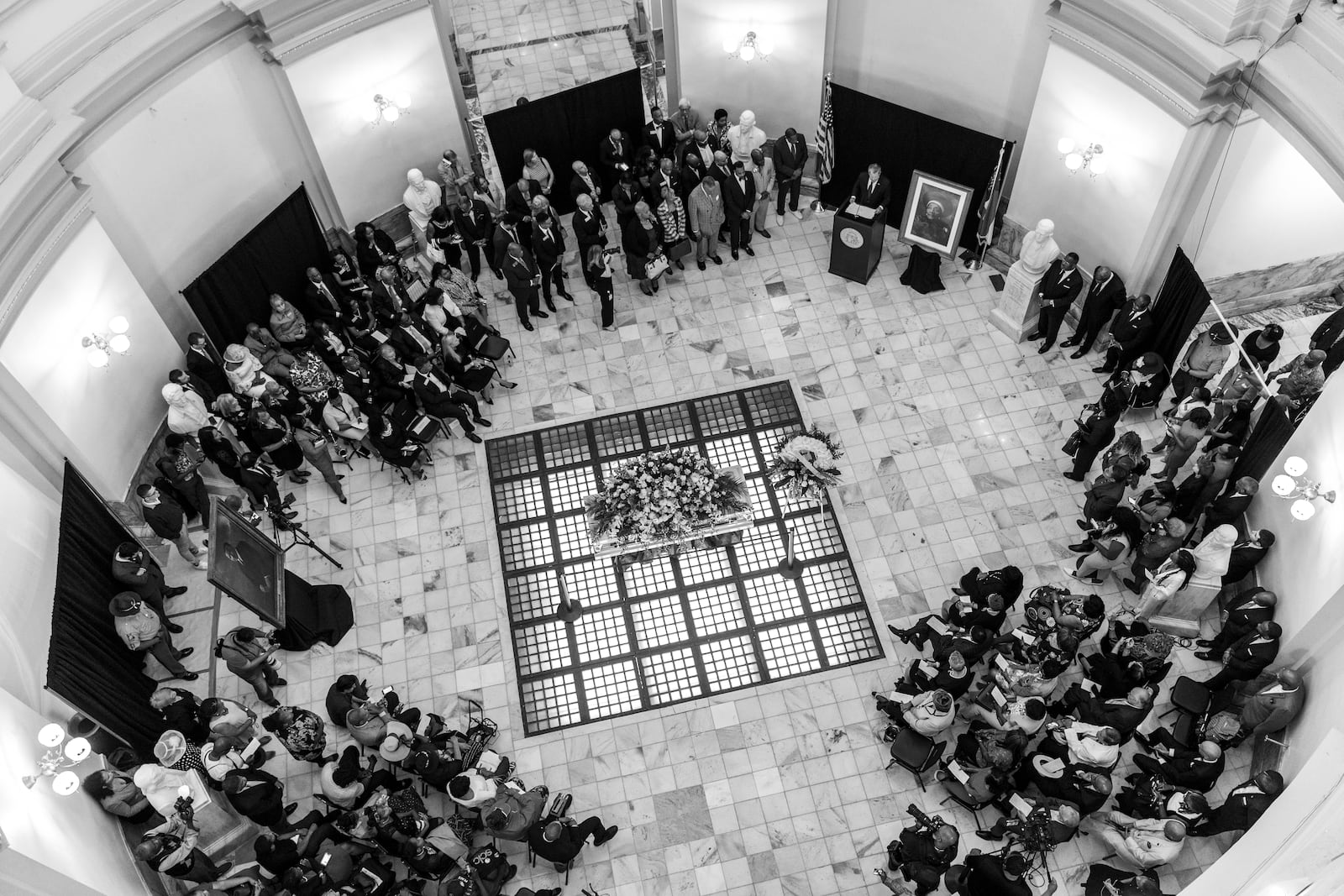 Christine King Farris, Martin Luther King Jr.’s last surviving sibling, lies in state at the Georgia Capitol in 2023. She was only the fourth Black Georgian to lie in state at the Capitol, and Willie Watkins Funeral Home performed the services for all of them, including Coretta Scott King, John Lewis and C.T. Vivian.