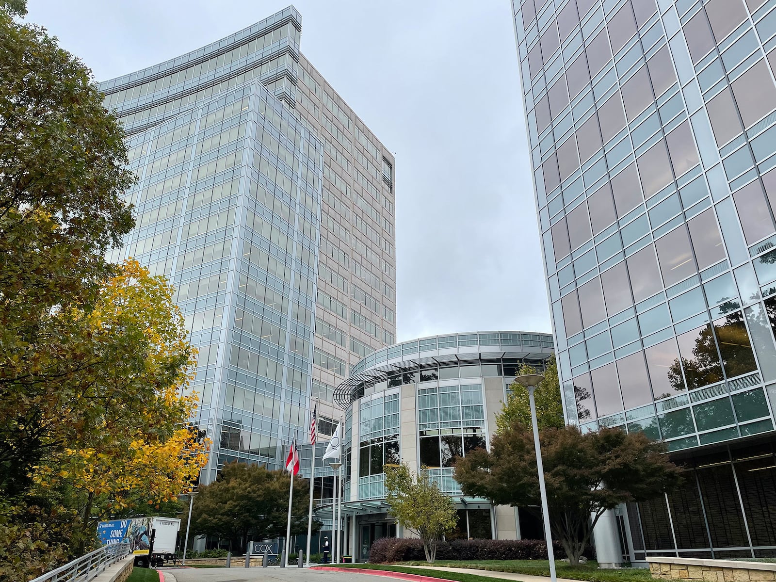 The Cox Enterprises headquarters at 6205 Peachtree Dunwoody Road in Sandy Springs was the temporary home of The Atlanta Journal-Constitution for almost a year from late 2023 through fall of 2024. (Pete Corson/AJC)