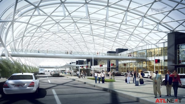 A rendering of the canopies under construction at Hartsfield-Jackson