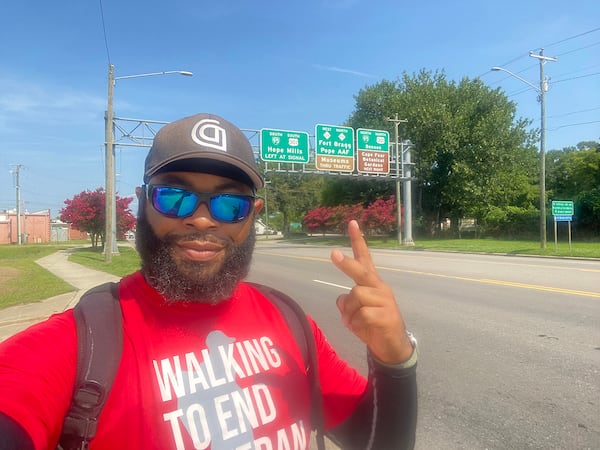 Greg Washington is an Army veteran walking from Mound Bayou, Mississippi, to the U.S. Military Academy at West Point, his alma mater, to raise awareness about suicide.