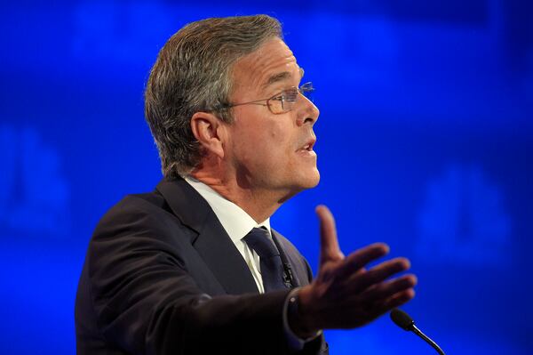 Republican presidential candidate, former Florida Gov. Jeb Bush speaks during the CNBC Republican presidential debate at the University of Colorado, Wednesday, Oct. 28, 2015, in Boulder, Colo. (AP Photo/Mark J. Terrill)