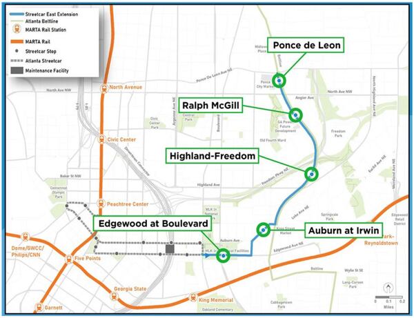 A look at MARTA's proposed extension of the Atlanta streetcar to Ponce City Market.