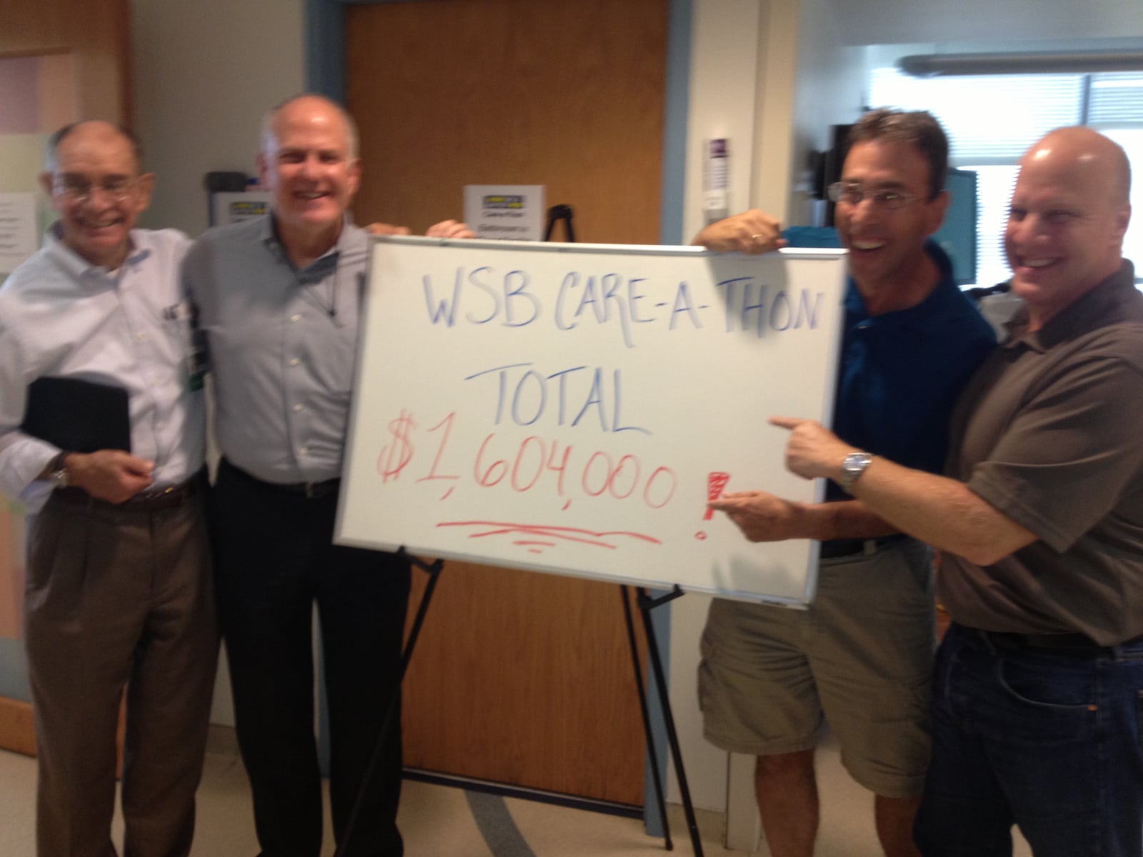 The grand total at the end of the Careathon pledge drive last Friday. CREDIT: Rodney Ho/rho@ajc.com (off my iPhone so I'm sorry it's a little blurry)