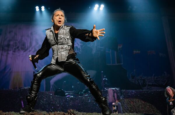 Iron Maiden frontman Bruce Dickinson plays to the nearly sold-out crowd at Cellairis Amphitheatre at Lakewood on July 20, 2019.