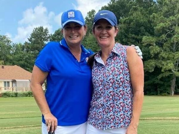 Sarah Gallagher of Canton (L) and Erin Packer of Peachtree City both advanced to the U.S. Women's Mid-Amateur Championship. The women were also partners at the U.S. Women's Four-Ball Championship this spring.