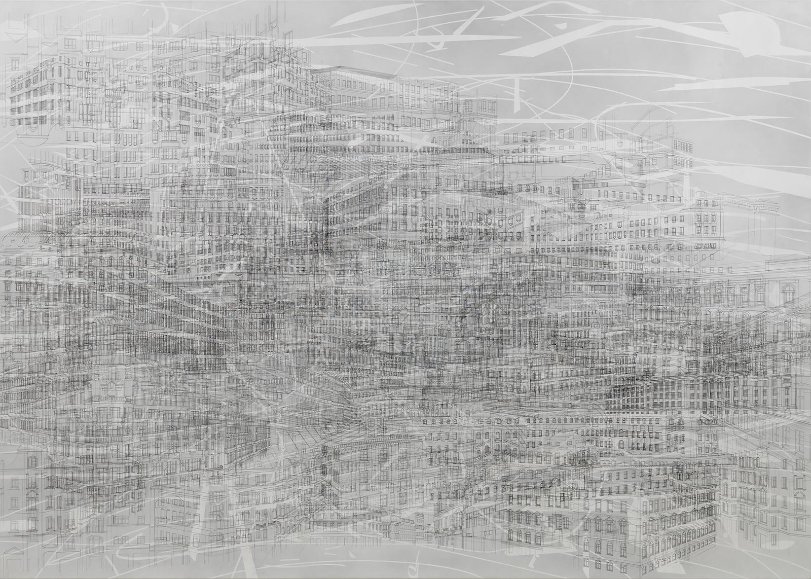 Julie Mehretu's "Berliner Plätze," (2009), ink and acrylic on canvas.
Courtesy of Kristopher McKay/copyright Julie Mehretu, Solomon R. Guggenheim Foundation, New York.